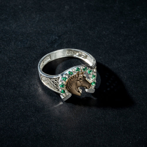 Anillo de Caballo y Herradura en Plata Italiana Ley 925