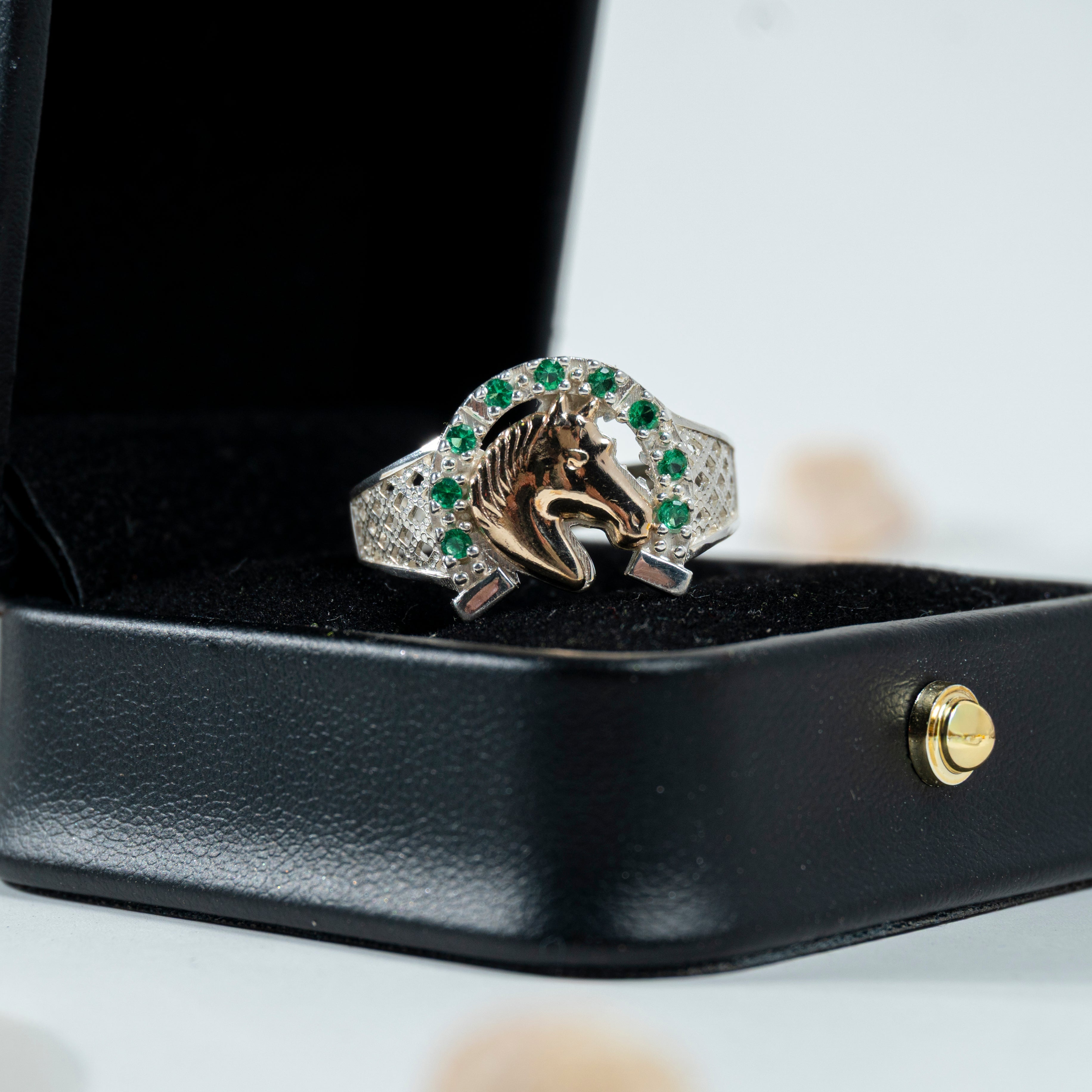 Anillo de Caballo y Herradura en Plata Italiana Ley 925